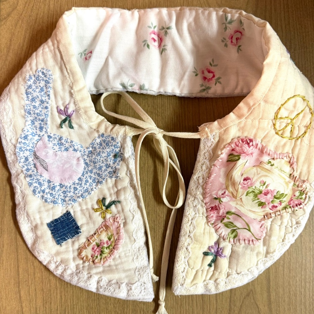 Quilted Boho Style Collar With Embellishments